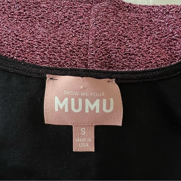 NEW Show Me Your Mumu Shimmery Metallic Pink Wrap Mini Dress - Picture 4 of 7